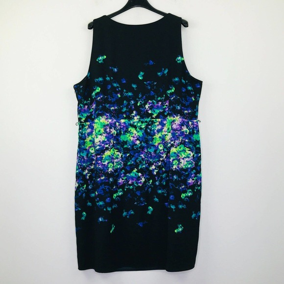 Lane Bryant Womens 24 Dress Black Green Watercolor Floral Sleeveless Sheath CS13 - Picture 5 of 5
